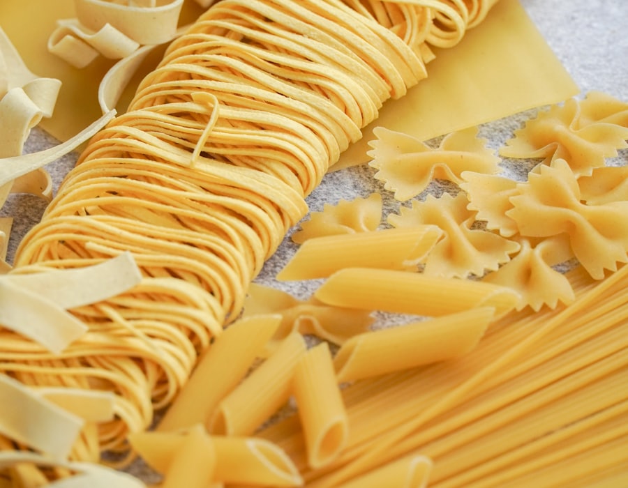 An assortment of dry Italian pasta shapes